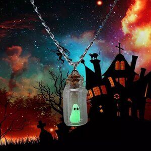 Great for Halloween! Ghost in a bottle necklace